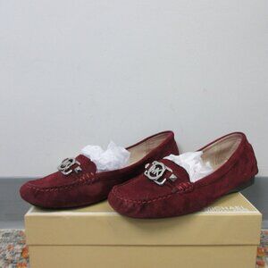 Michael Kors Suede Leather Loafer Women's 7.5 Burgundy Flats Driving Shoes 610